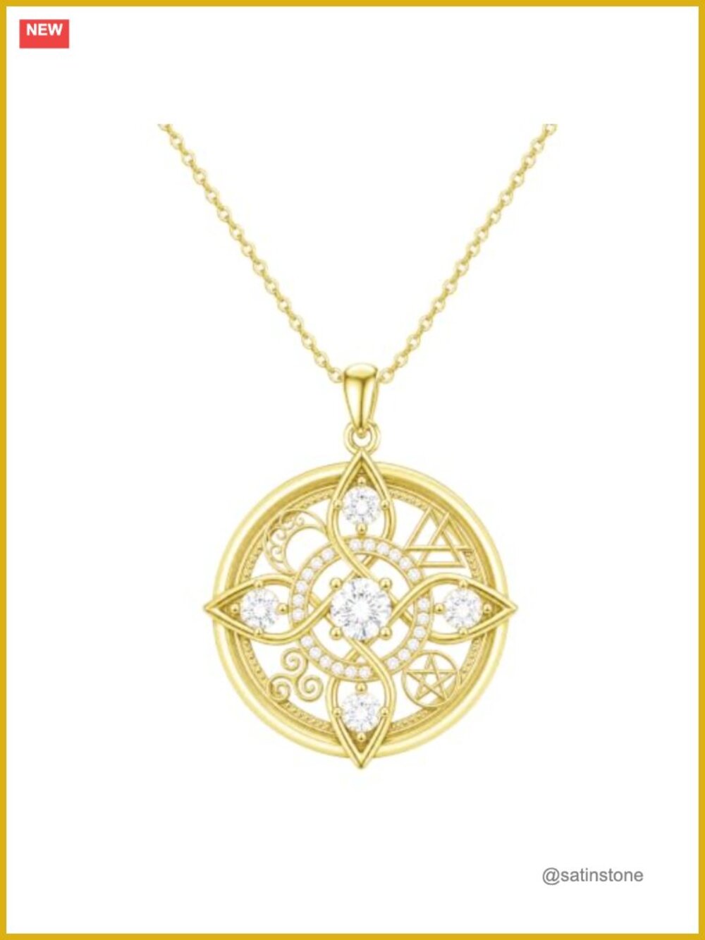 18K Gold Witches Knot Birthstone Pendant Necklace for Women